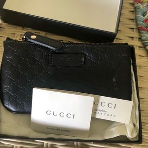 Gucci black leather coin purse